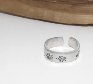 Stamped turtle ring, Personalized Adjustable stamped ring, turtle lover stamped jewelry, boho beachring
