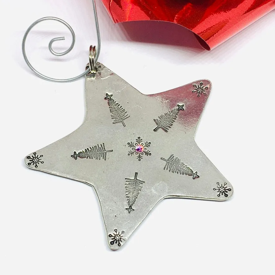 Star - Hand Stamped Ornament