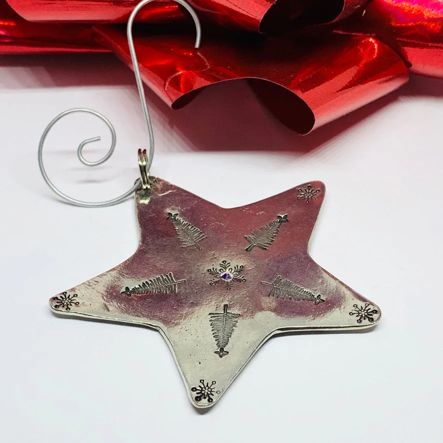 Star - Hand Stamped Ornament