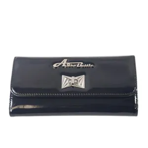 Star Struck Clothing Tri-Fold Wallet in Shiny Black