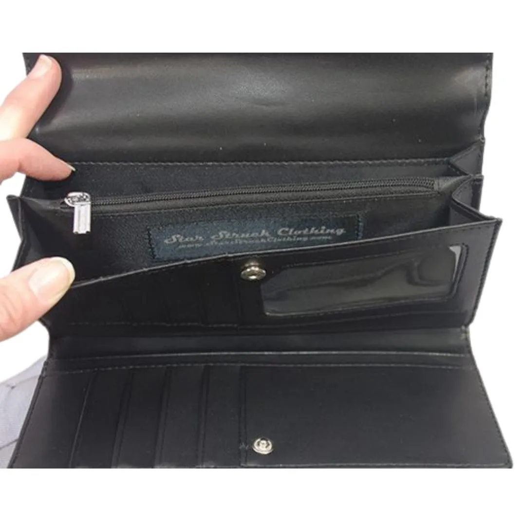 Star Struck Clothing Tri-Fold Wallet in Shiny Black
