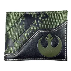 Star Wars Rogue One Rebel Alliance Black/Green Mixed Material Bi-Fold Wallet