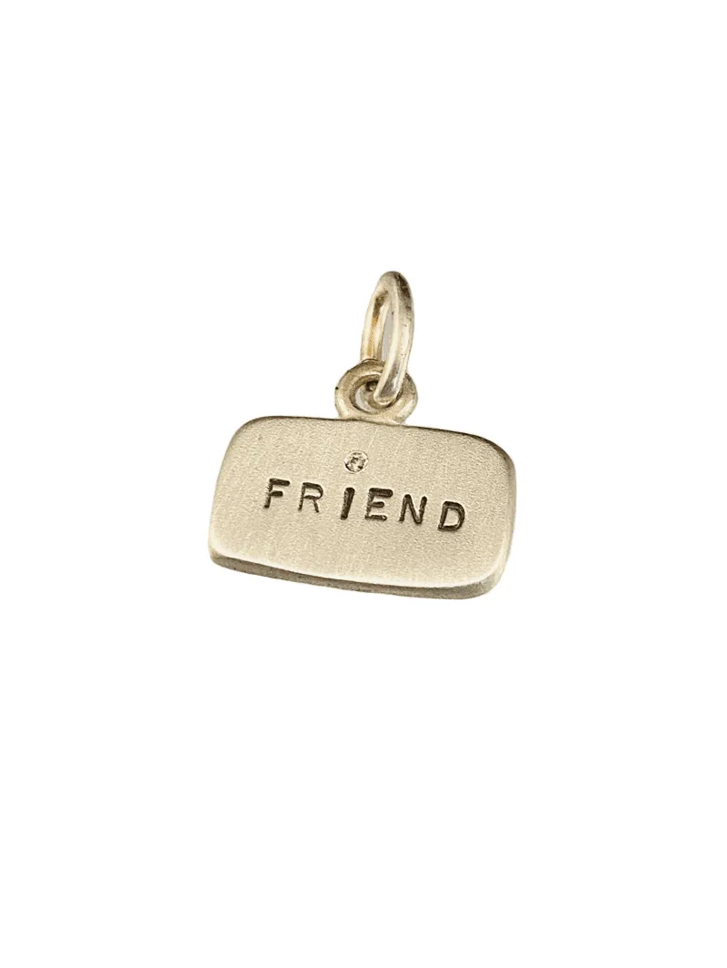 Sterling 'Friend' 1/2 Pt Diamond Tag Charm