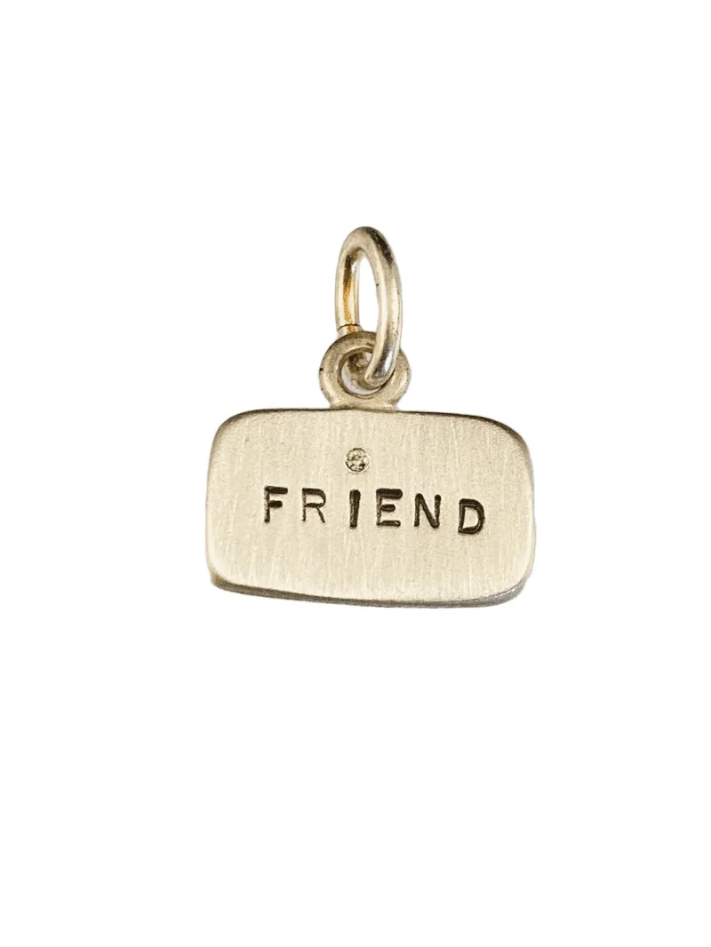 Sterling 'Friend' 1/2 Pt Diamond Tag Charm