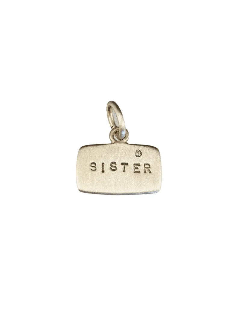 Sterling 'Sister' Diamond Tag Charm