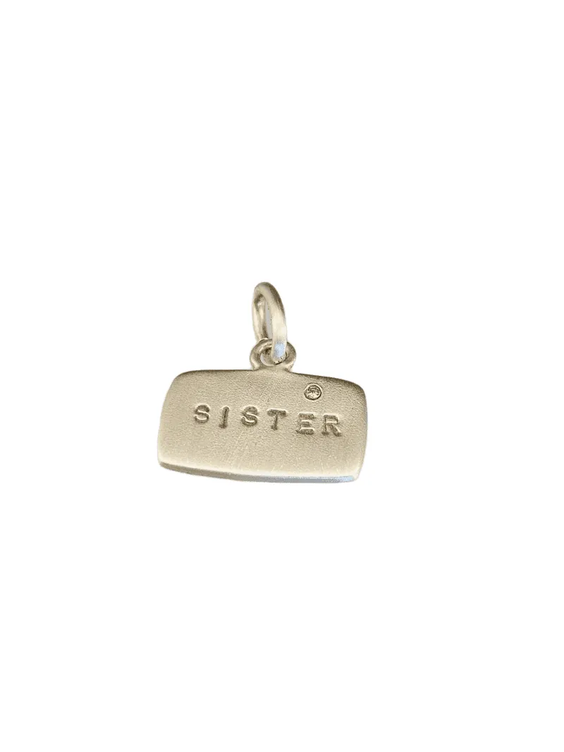 Sterling 'Sister' Diamond Tag Charm