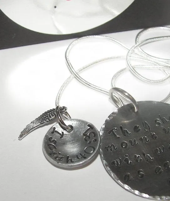 Sterling, They shall mount up with wings, Hand stamped jewelry, engraved jewelry, hand stamped, religious necklace, personalized jewelry