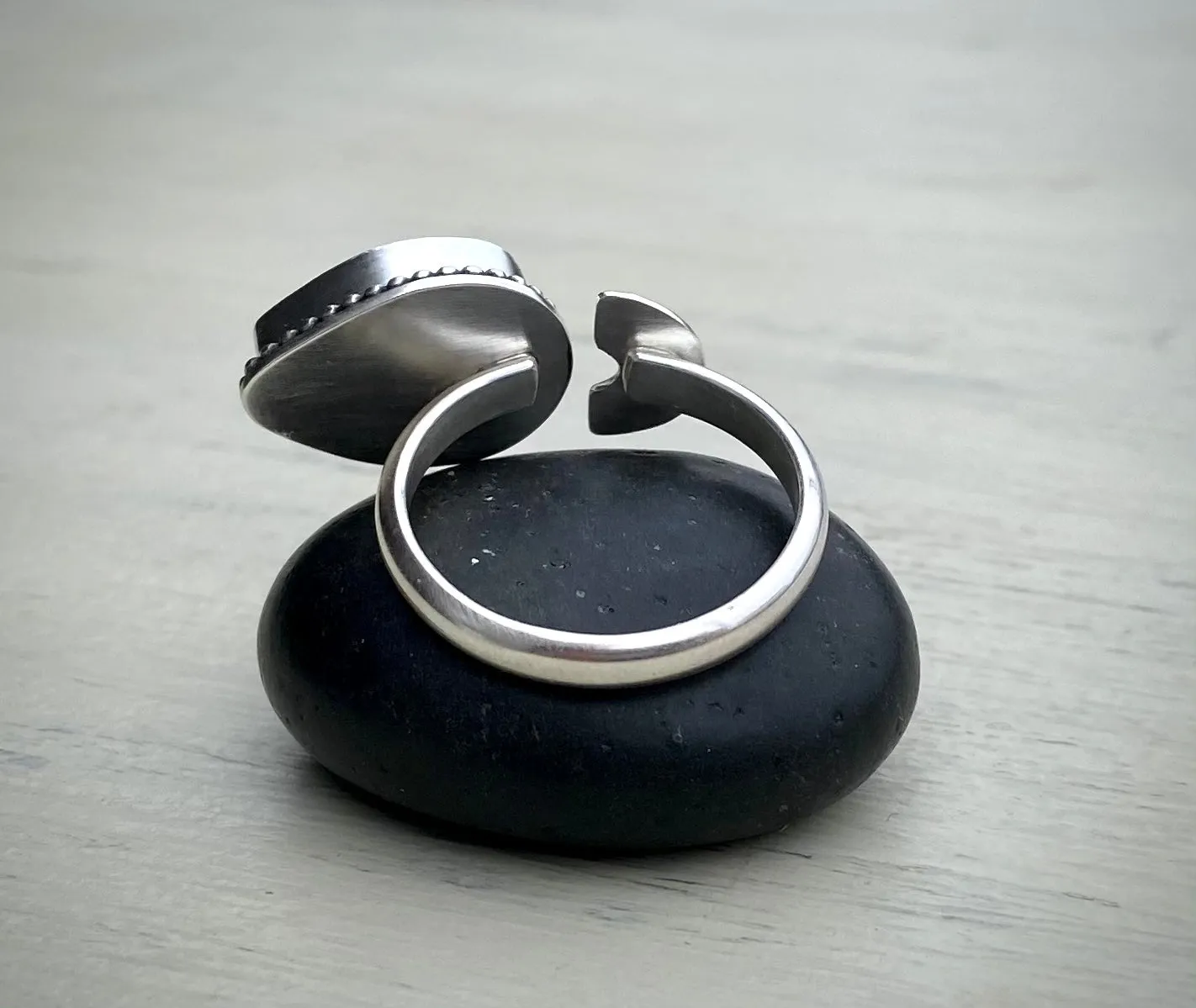 Stoned & Stamped Abalone Ring