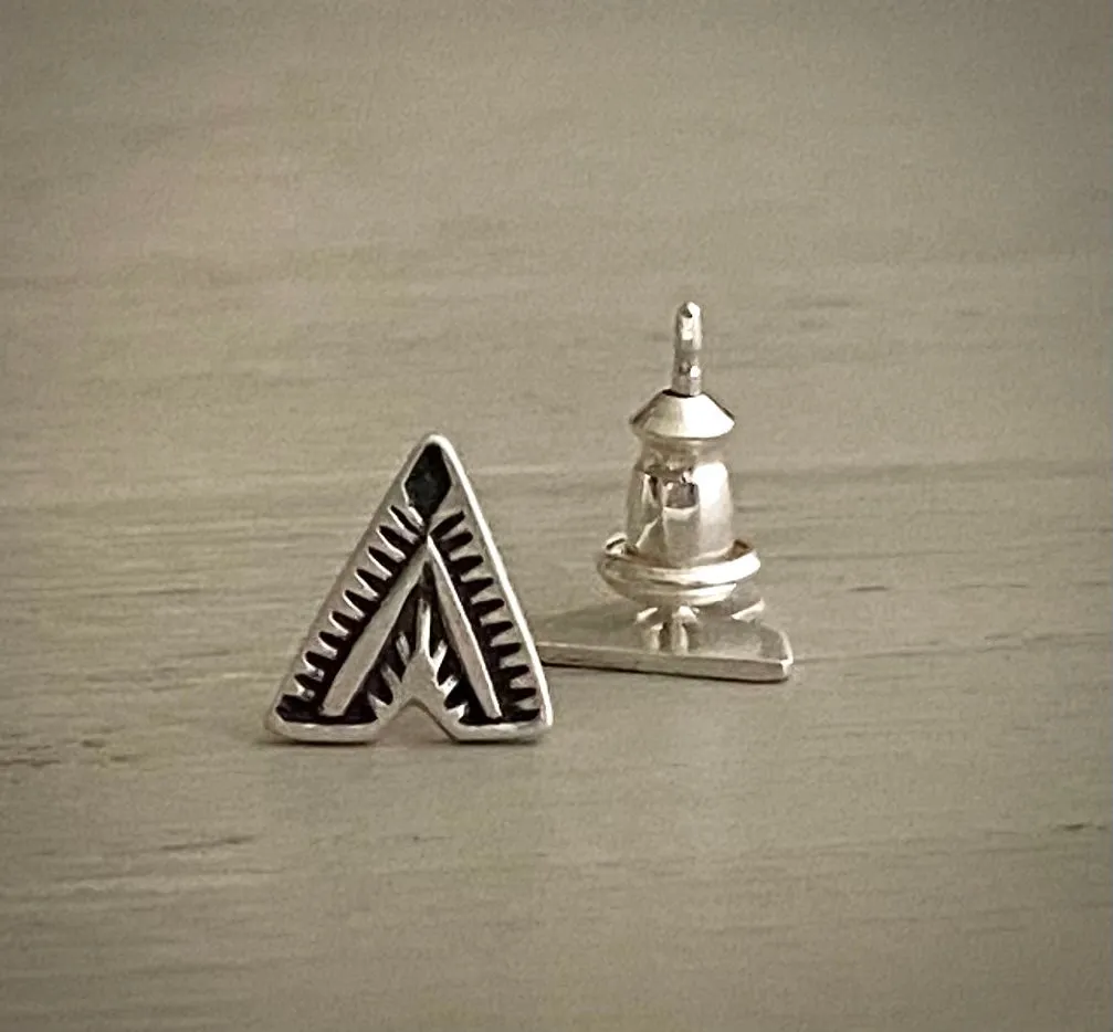Stoned & Stamped Stud Earrings