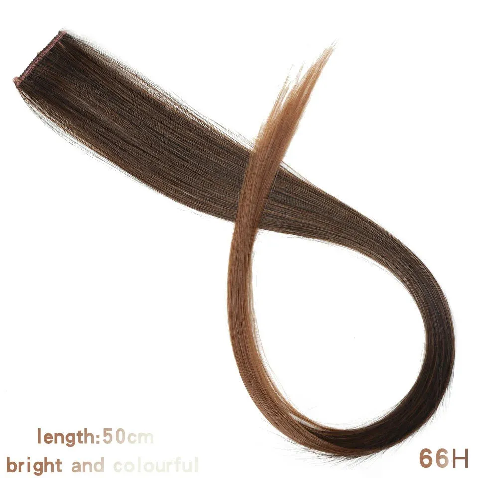 Straight Fake Colored Hair Extensions Clip Rainbow Hair Streak Synthetic Hair Strands on Clips
