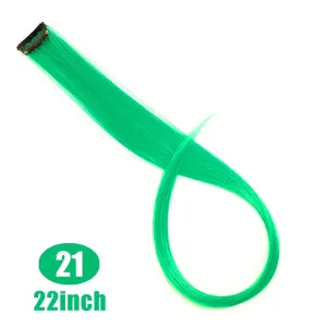 Straight Fake Colored Hair Extensions Clip Rainbow Hair Streak Synthetic Hair Strands on Clips