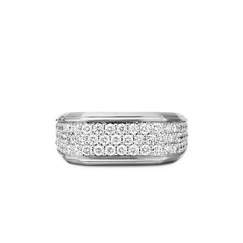 Streamline Signet Ring in Sterling Silver with Diamonds, 10mm, Size 10