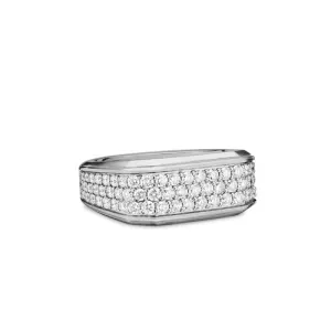 Streamline Signet Ring in Sterling Silver with Diamonds, 10mm, Size 10