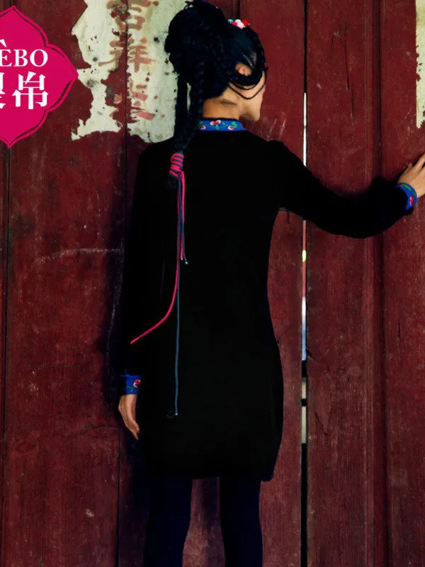 streamlined Chi-pao velvet dress