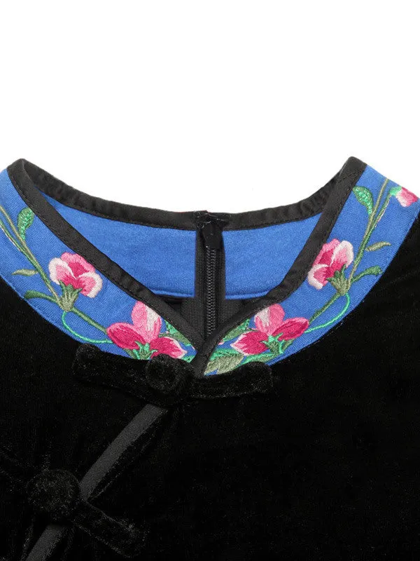 streamlined Chi-pao velvet dress
