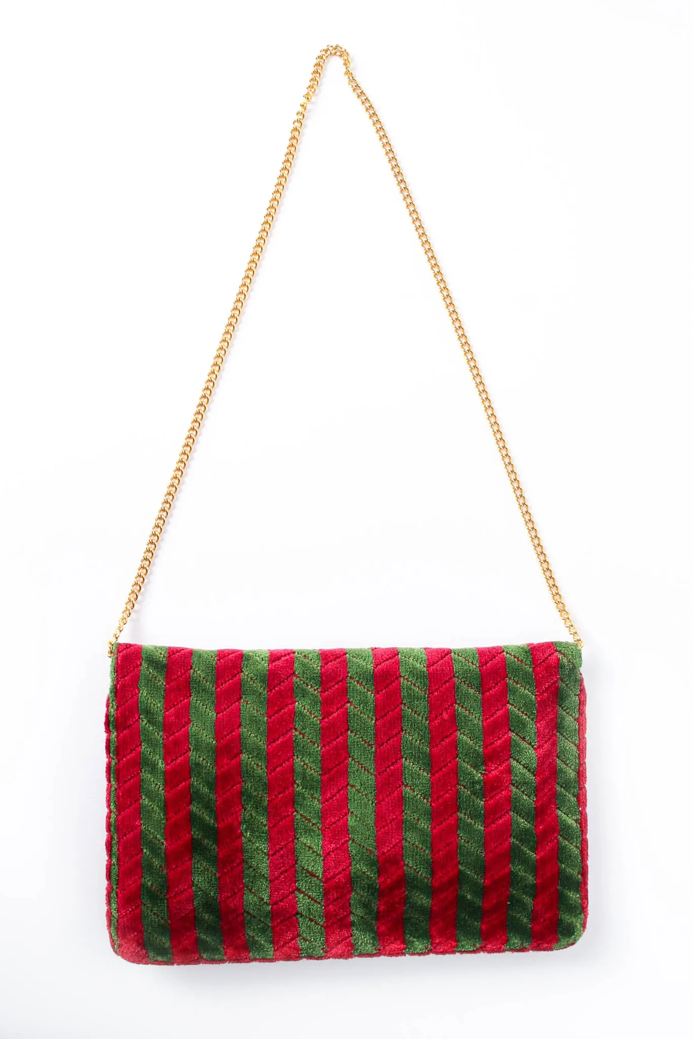 Striped Velvet Flap Clutch