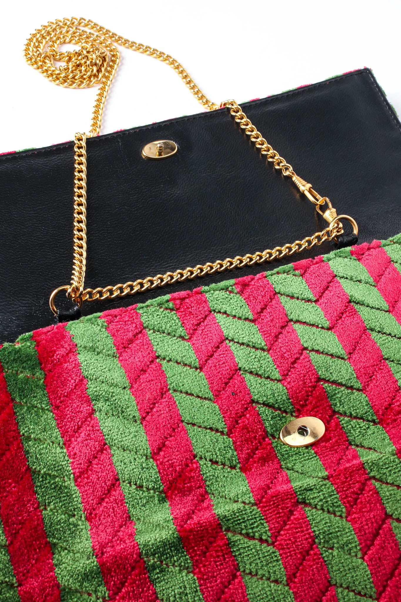 Striped Velvet Flap Clutch