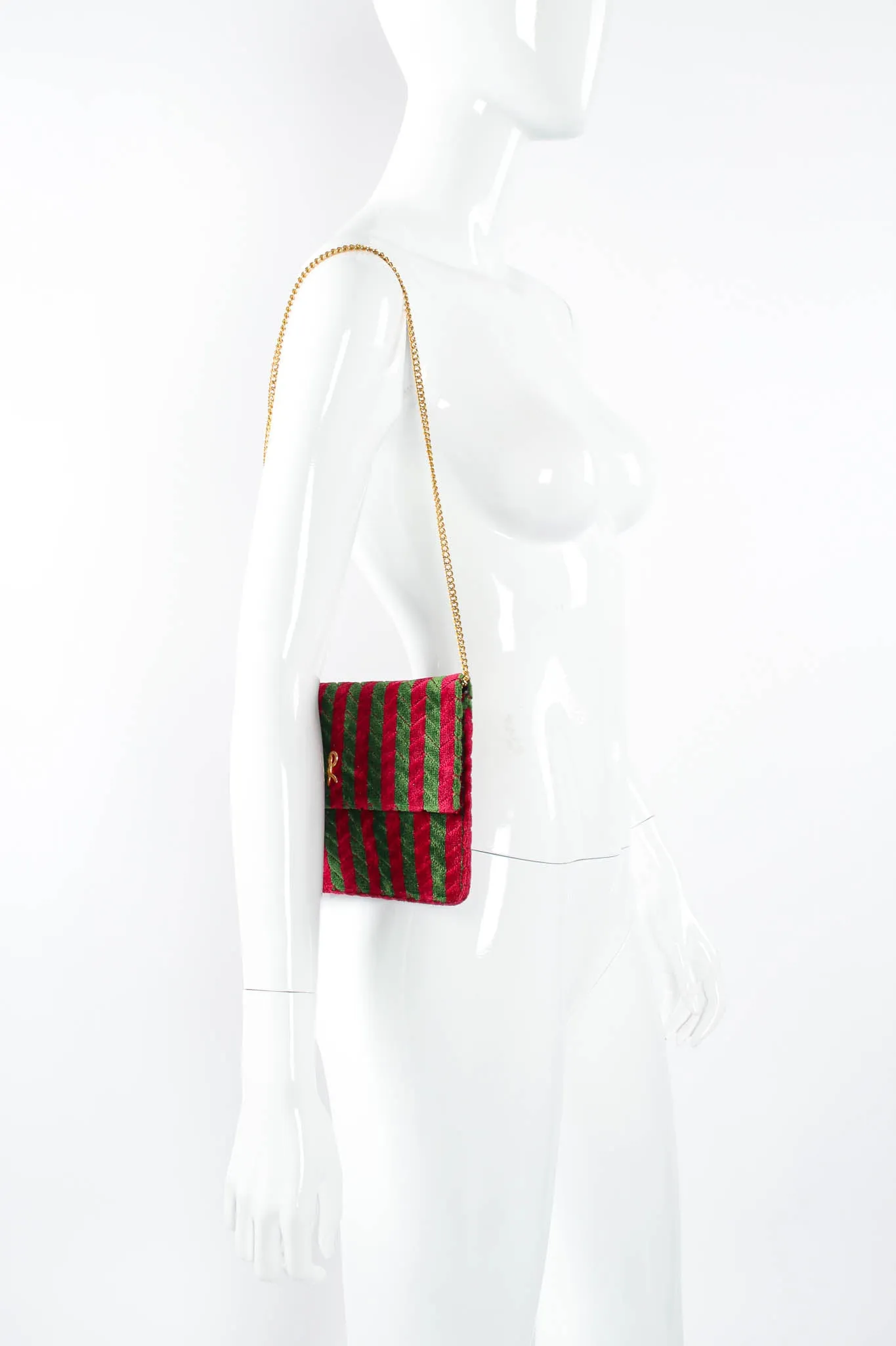 Striped Velvet Flap Clutch