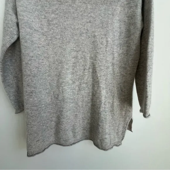 Sundance Catalog Kendall Gray 100% Cashmere Sweater Tie Neck Tunic 3/4 Sleeve