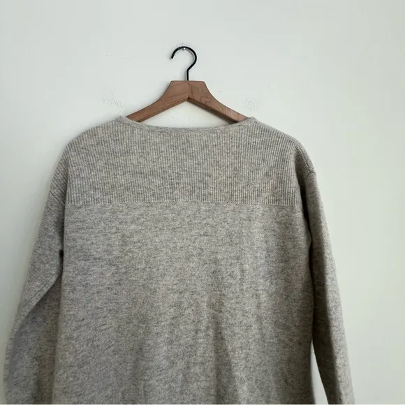 Sundance Catalog Kendall Gray 100% Cashmere Sweater Tie Neck Tunic 3/4 Sleeve