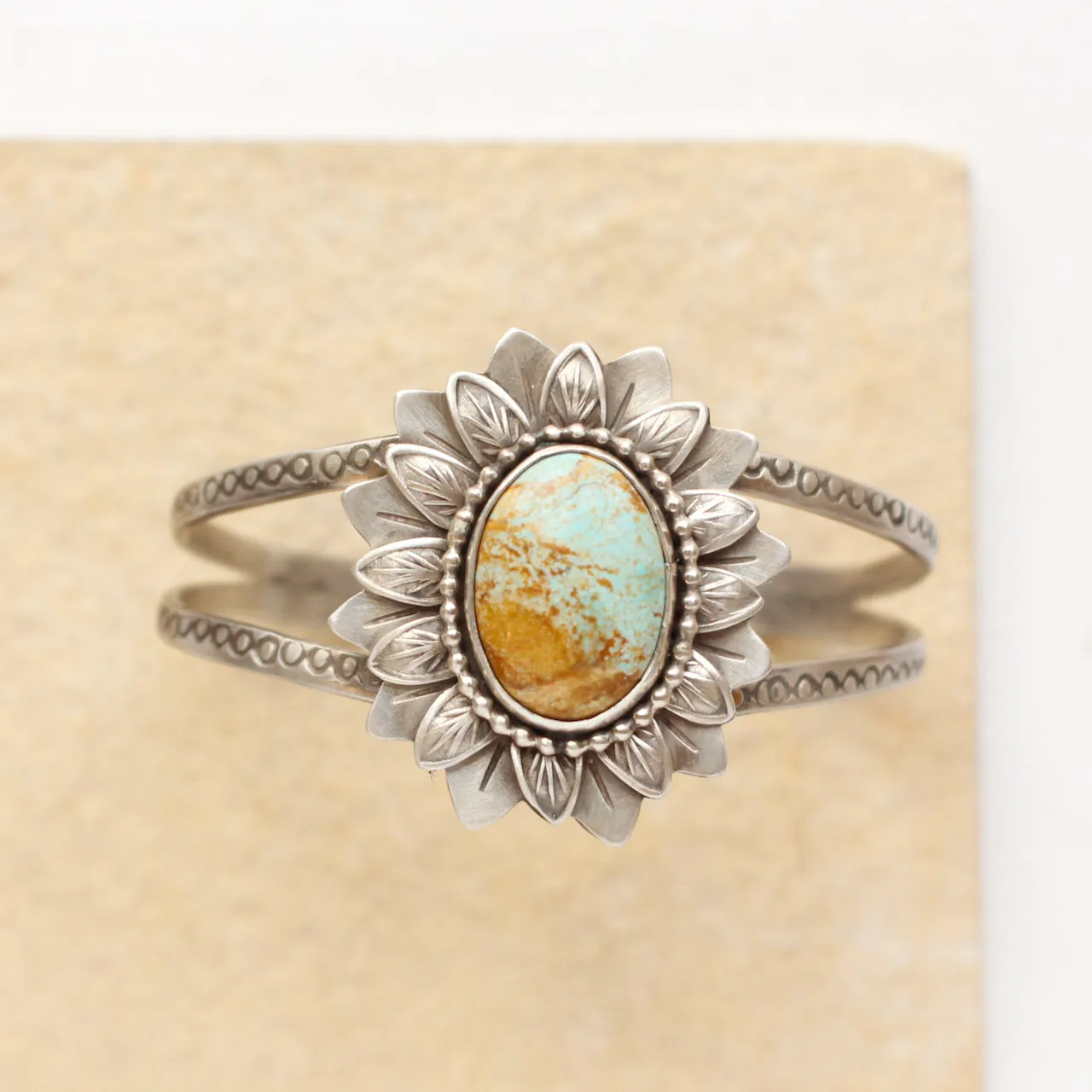 Sunflower Turquoise Cuff Bracelet