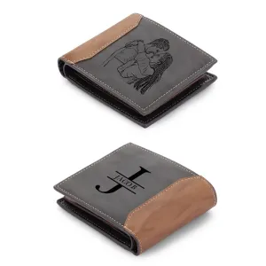 Surpgift Custom Personalized Men's Gift, Engraved Photo Leather Wallets (Style 1)