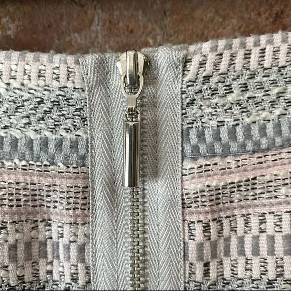Tahari Pink, Gray, and White Stripe Full Back Zipper Knit Pencil Skirt Size 12P