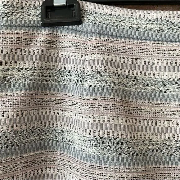 Tahari Pink, Gray, and White Stripe Full Back Zipper Knit Pencil Skirt Size 12P