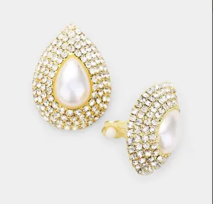 Teardrop bridal earrings (clip-on)