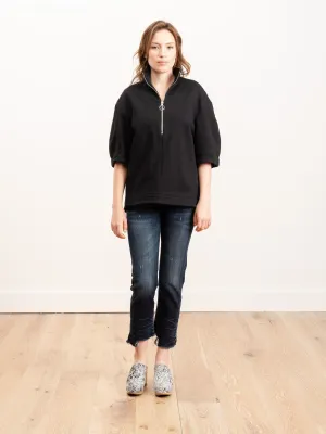 tech terry zip cocoon top