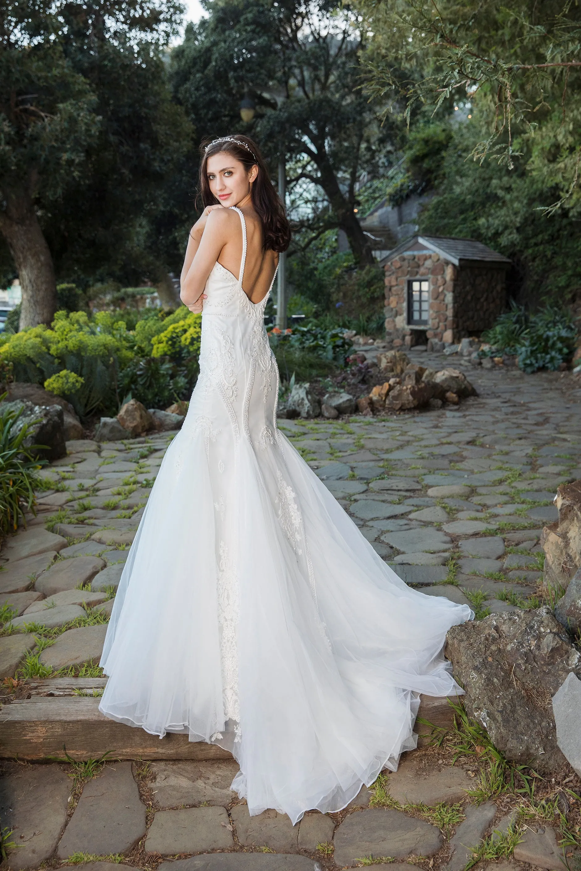 The Little Mermaid - Selena Huan Pearl Beaded Metallic Embroidered Appliqués Lace Mermaid Gown