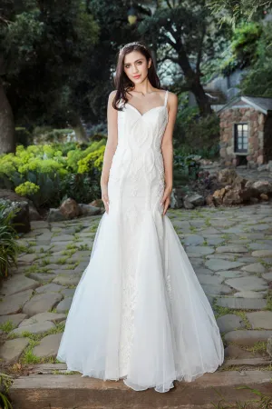 The Little Mermaid - Selena Huan Pearl Beaded Metallic Embroidered Appliqués Lace Mermaid Gown