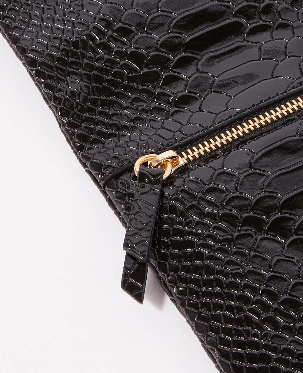 The Manhattan Vegan Leather Clutch | Black