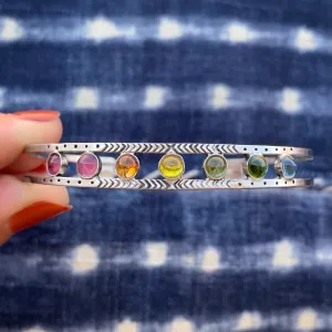Tourmaline rainbow cuff in silver