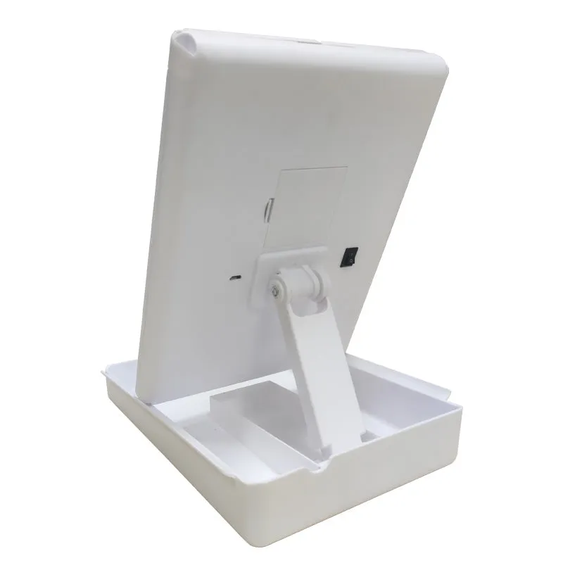 Tri-Fold Lighted Mirror with 22 LED Lights Make Up Mirror with Organizer Box