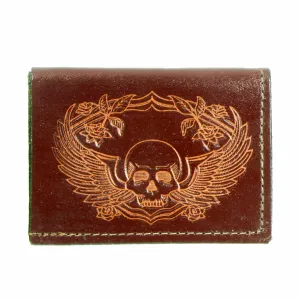 Tri-Fold Wallet - Skull/Wings Brown