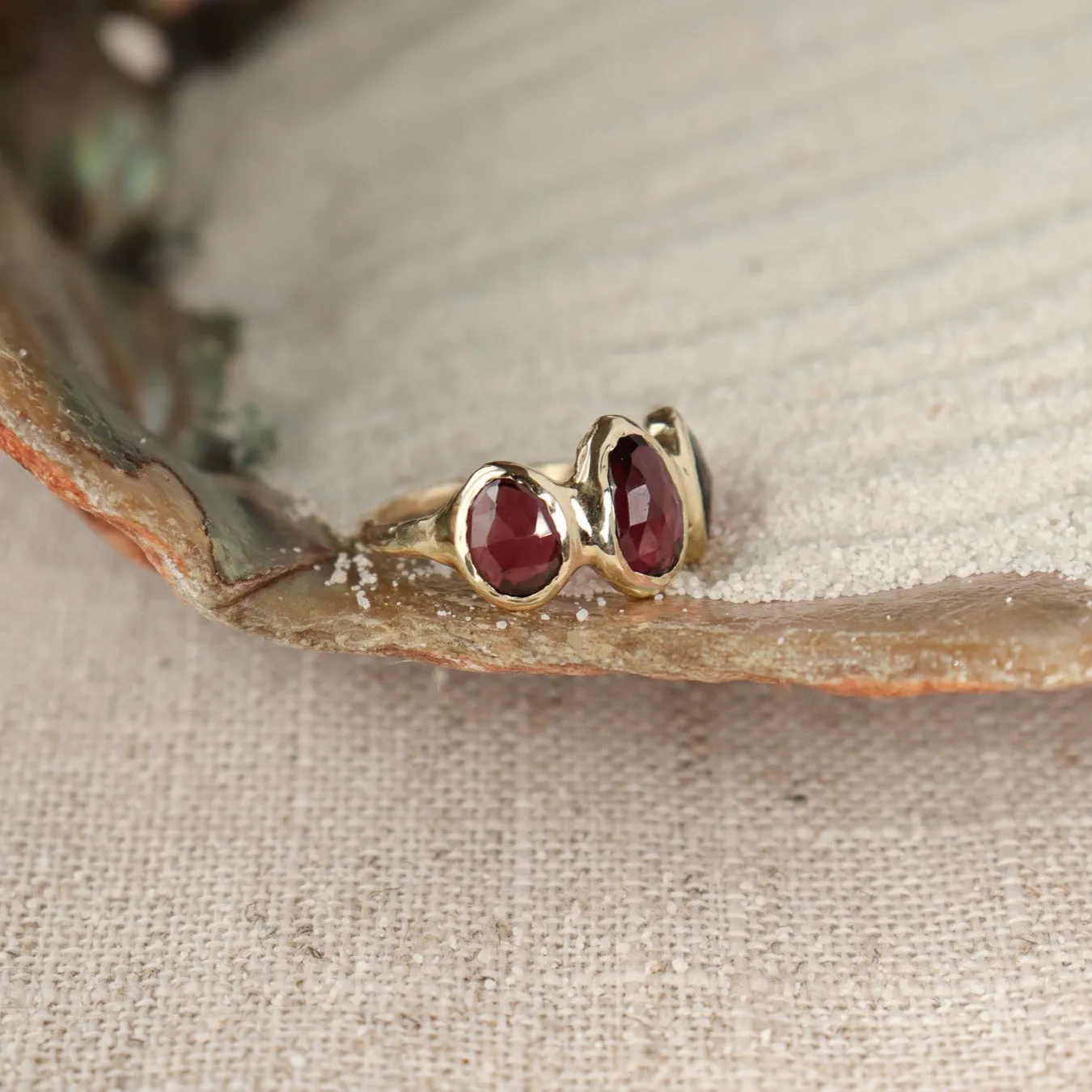 Trio Ring | Rhodolite Garnet, 14k Gold