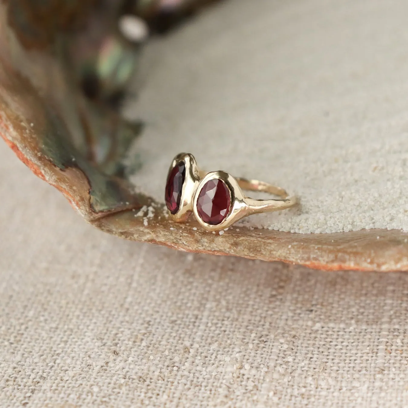 Trio Ring | Rhodolite Garnet, 14k Gold