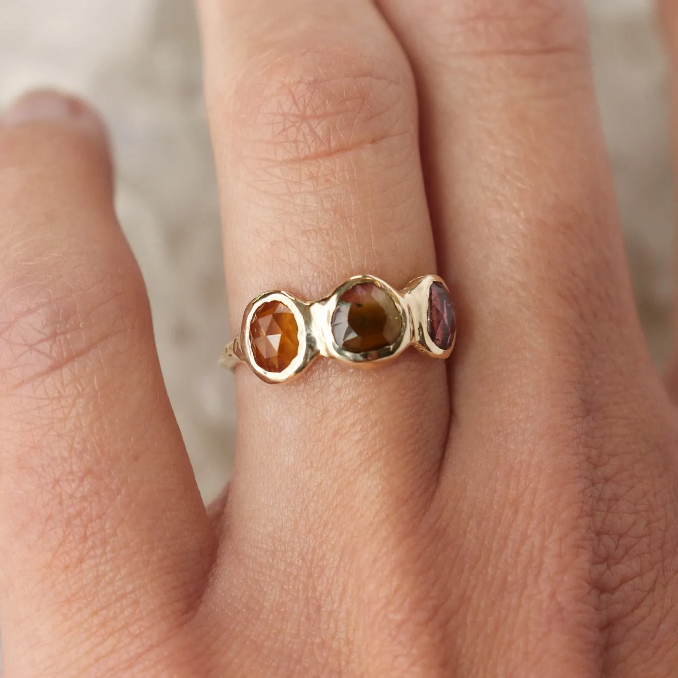 Trio Ring | Watermelon Tourmaline, 14k Gold