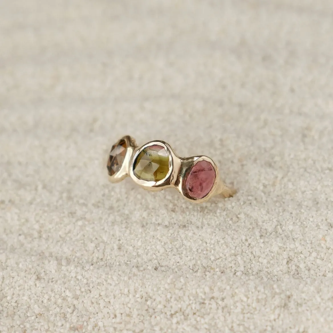 Trio Ring | Watermelon Tourmaline, 14k Gold