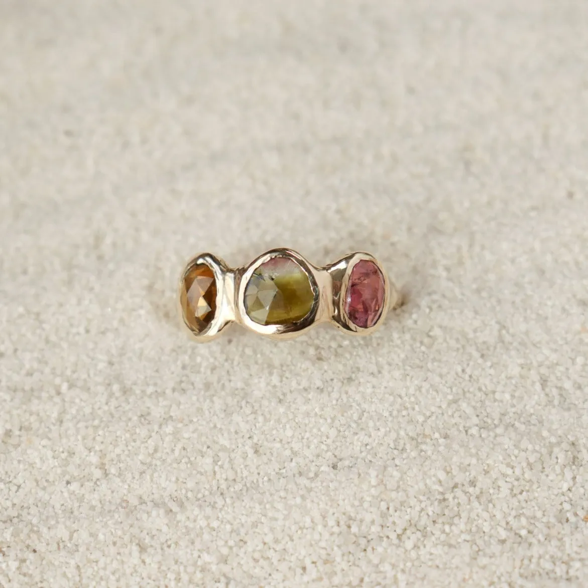 Trio Ring | Watermelon Tourmaline, 14k Gold