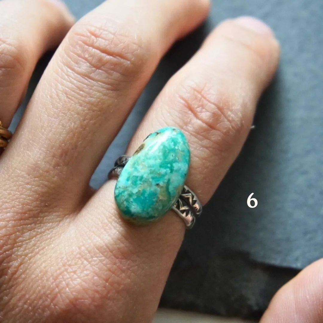 Turquoise Stamped Band Rings