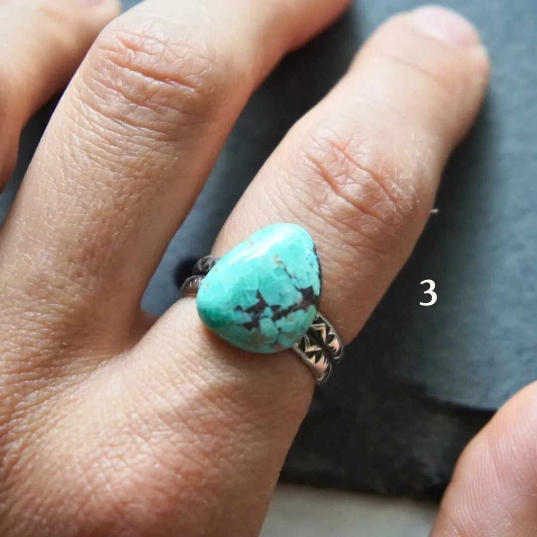 Turquoise Stamped Band Rings