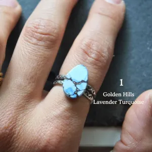 Turquoise Stamped Band Rings