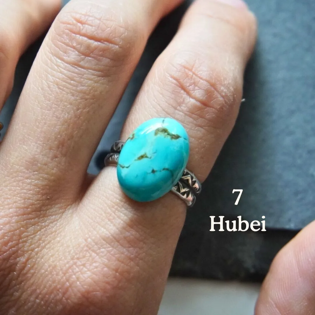 Turquoise Stamped Band Rings