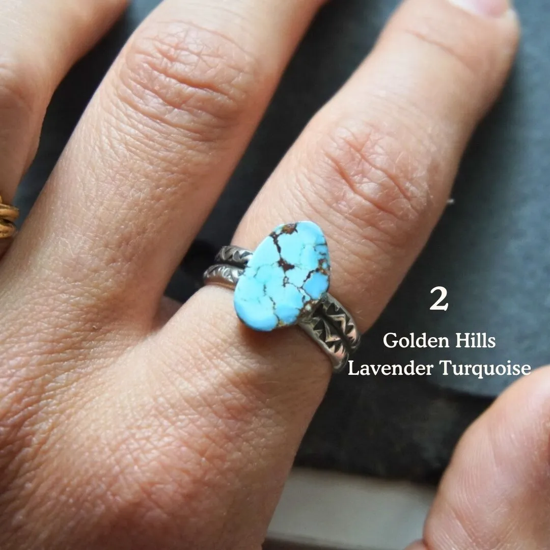 Turquoise Stamped Band Rings