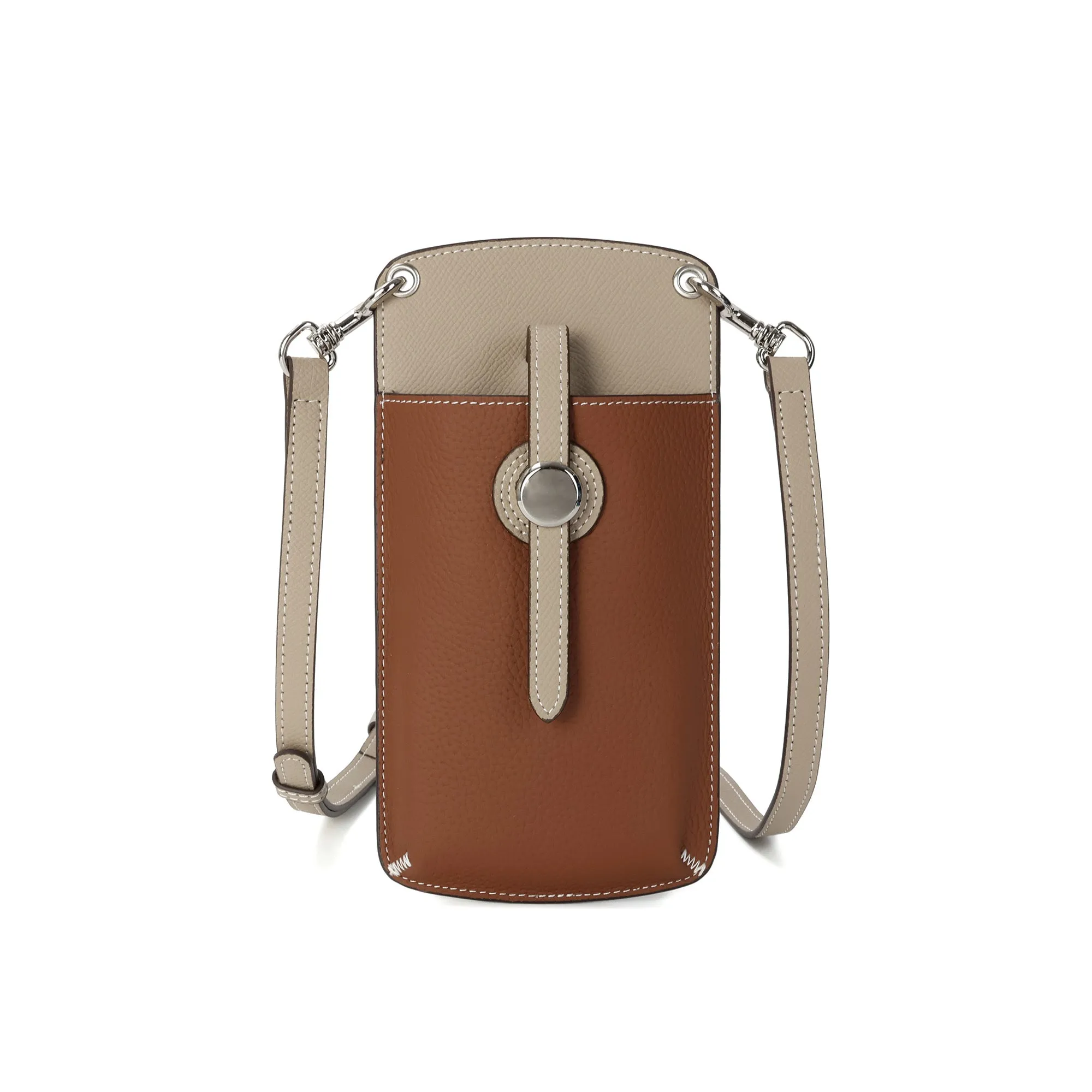 Two-Tone Leather Phone Crossbody Bag