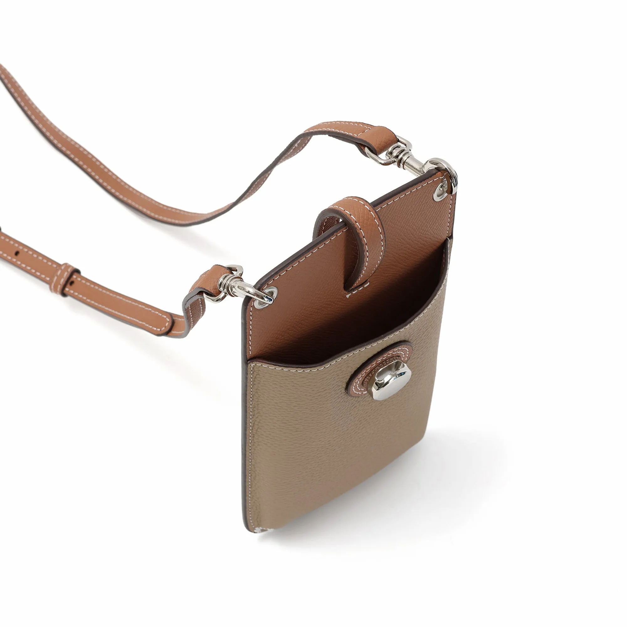 Two-Tone Leather Phone Crossbody Bag