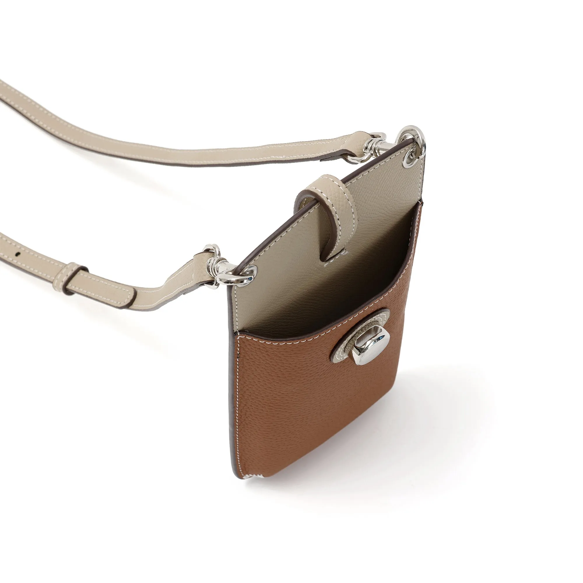 Two-Tone Leather Phone Crossbody Bag