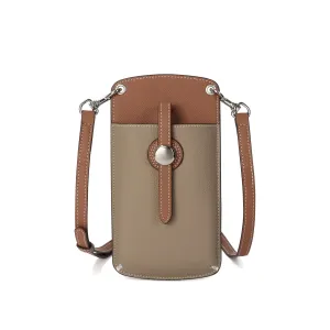 Two-Tone Leather Phone Crossbody Bag